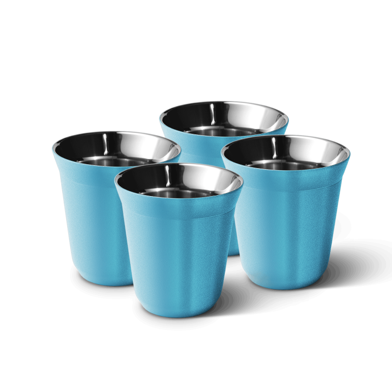 Lot de 4 tasses 150 ml BLEU MÉTALLIQUE