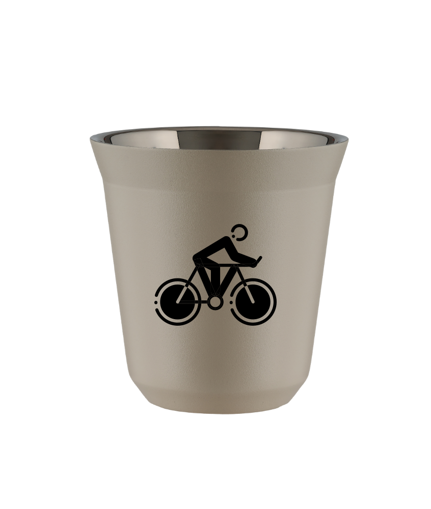 Tasse 80 ml BEIGE "Cyclisme 2 (noir)"