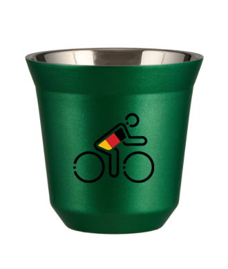 Tasse 80 ml VERT MÉTALLIQUE "Cycliste aux couleurs allemandes" Tasse 80 ml VERT MÉTALLIQUE "Cycliste aux couleurs allemandes"