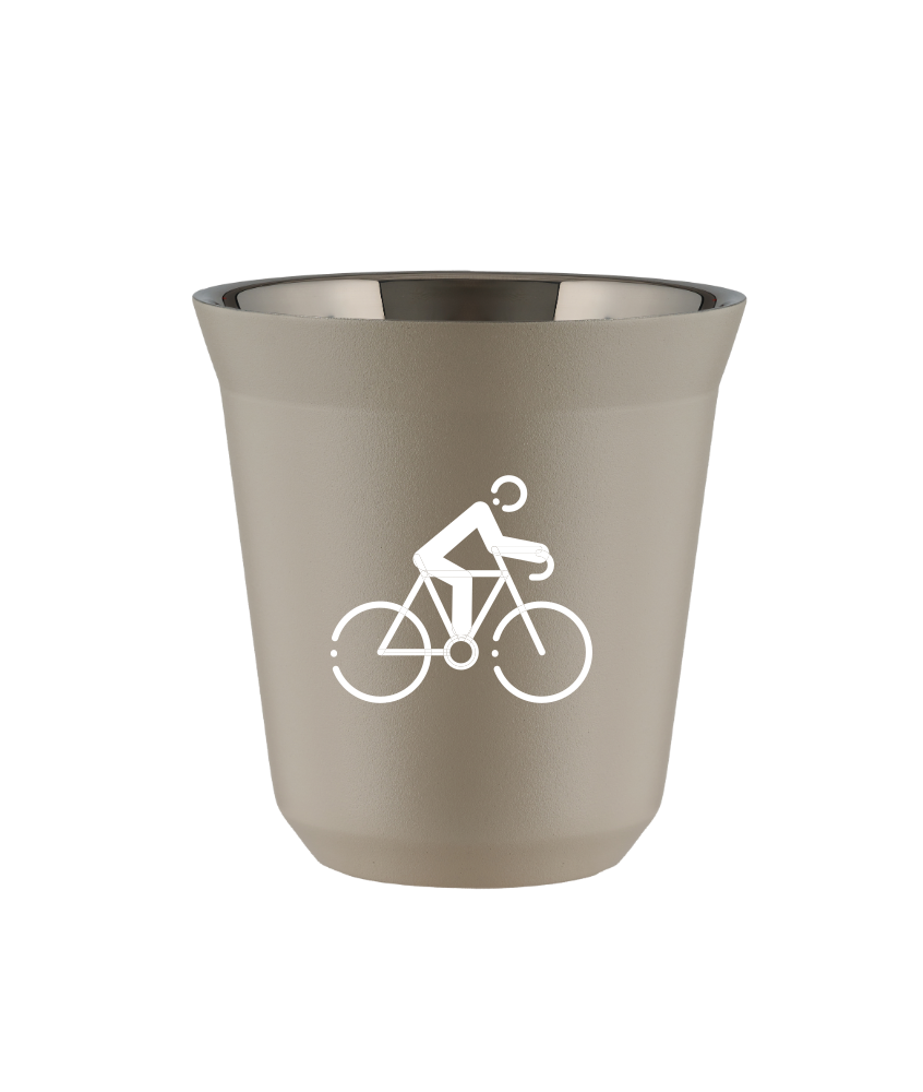 Tasse 80 ml BEIGE "Cyclisme 3 (blanc)"