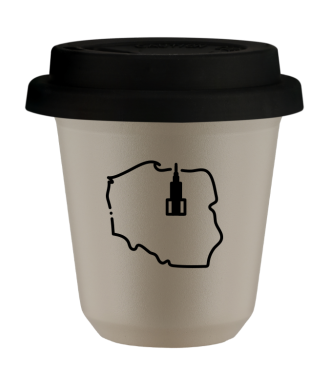 Tasse 80 ml BEIGE "Pologne", avec couvercle noir Tasse 80 ml BEIGE "Pologne", avec couvercle noir