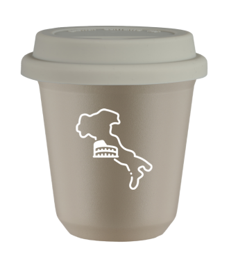 Tasse 80 ml BEIGE "Italie (blanc)", avec couvercle blanc Tasse 80 ml BEIGE "Italie (blanc)", avec couvercle blanc