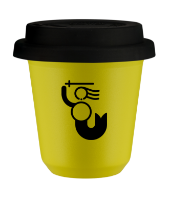 Tasse 80 ml JAUNE "WARSZAWSKA SYRENKA", avec couvercle noir Tasse 80 ml JAUNE "WARSZAWSKA SYRENKA", avec couvercle noir