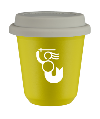 Tasse 80 ml JAUNE "WARSZAWSKA SYRENKA (blanc)", avec couvercle blanc Tasse 80 ml JAUNE "WARSZAWSKA SYRENKA (blanc)", avec couvercle blanc