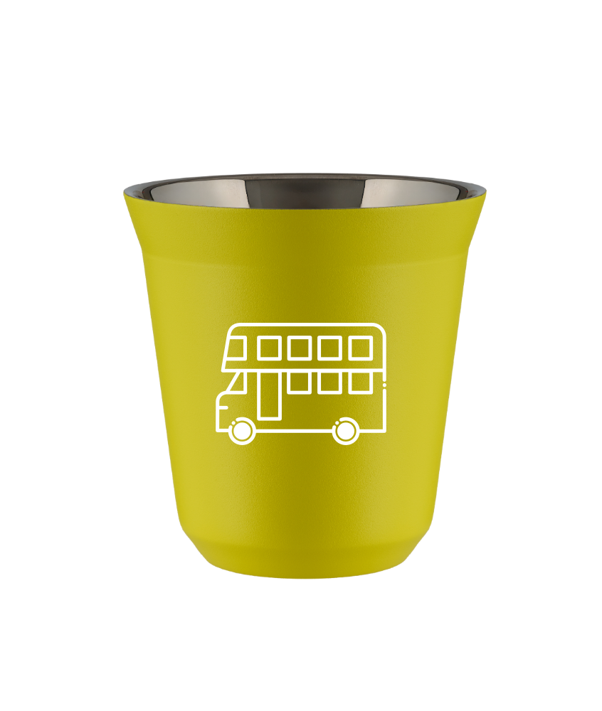 Tasse 80 ml JAUNE "Bus (blanc)"