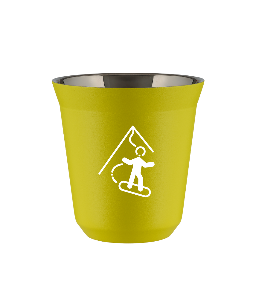 Tasse 80 ml JAUNE "Snowboard (blanc)" Tasse 80 ml JAUNE "Snowboard (blanc)"