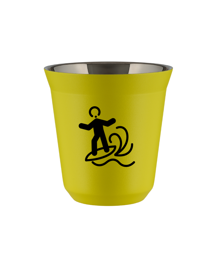 Tasse 80 ml JAUNE "Planche à voile"