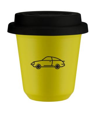 Tasse 80 ml JAUNE "Voiture", avec couvercle noir Tasse 80 ml JAUNE "Voiture", avec couvercle noir
