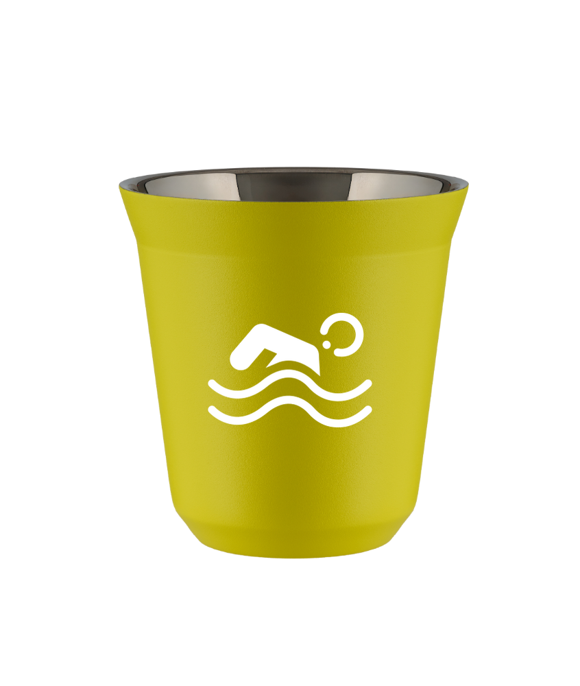 Tasse 80 ml JAUNE "Natation (blanc)" Tasse 80 ml JAUNE "Natation (blanc)"
