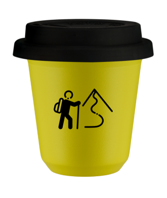 Tasse 80 ml JAUNE "Escalade 2", avec couvercle noir Tasse 80 ml JAUNE "Escalade 2", avec couvercle noir