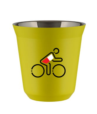 Tasse 80 ml JAUNE "Cycliste aux couleurs polonaises" Tasse 80 ml JAUNE "Cycliste aux couleurs polonaises"