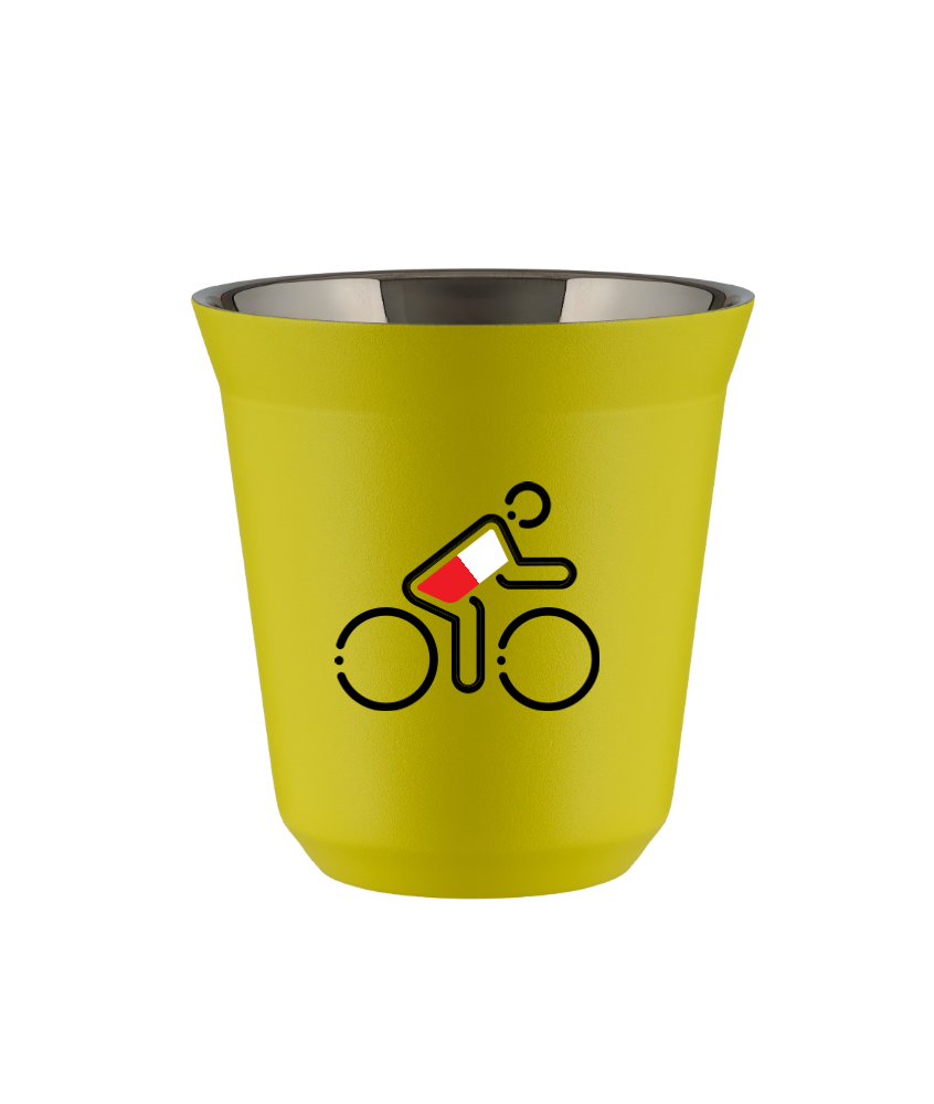 Tasse 80 ml JAUNE "Cycliste aux couleurs polonaises (noir)"