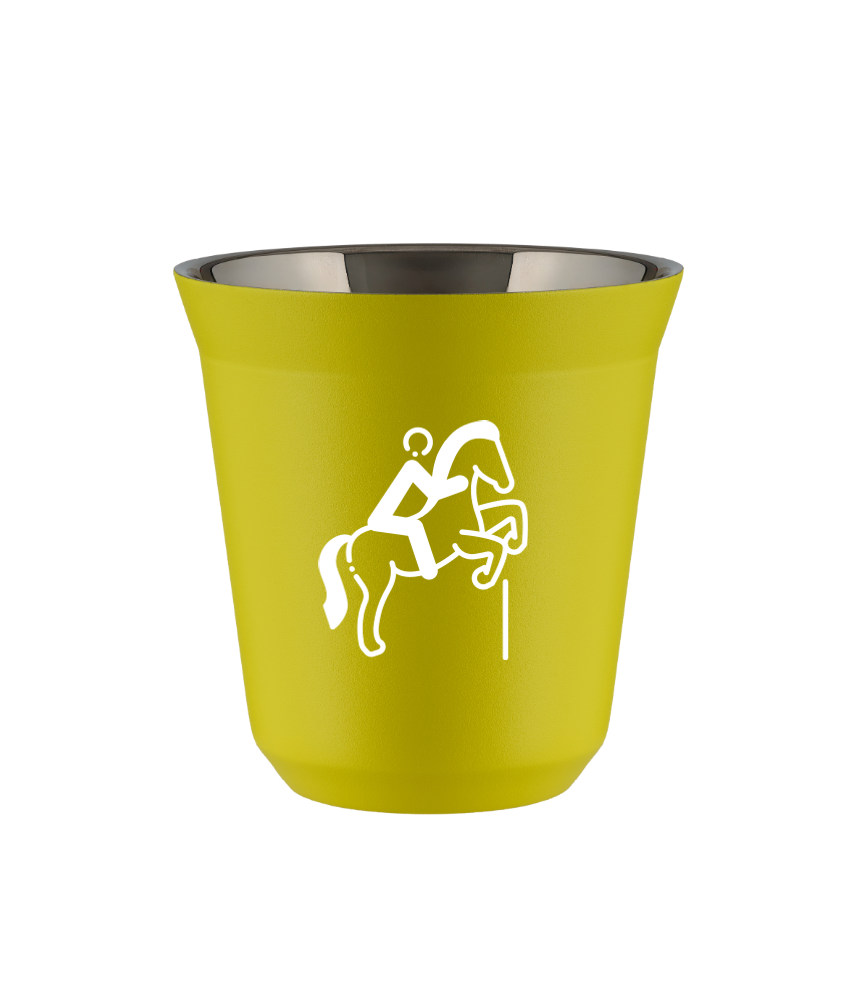 Tasse 80 ml JAUNE "Équitation 1 (blanc)"