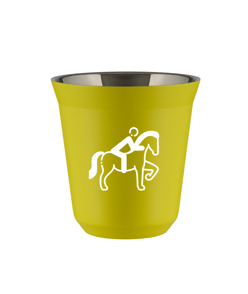 Tasse 80 ml JAUNE "Équitation 2 (blanc)" Tasse 80 ml JAUNE "Équitation 2 (blanc)"