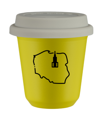 Tasse 80 ml JAUNE "Pologne", avec couvercle blanc Tasse 80 ml JAUNE "Pologne", avec couvercle blanc