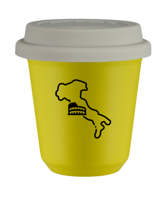 Tasse 80 ml JAUNE "Italie", avec couvercle blanc Tasse 80 ml JAUNE "Italie", avec couvercle blanc