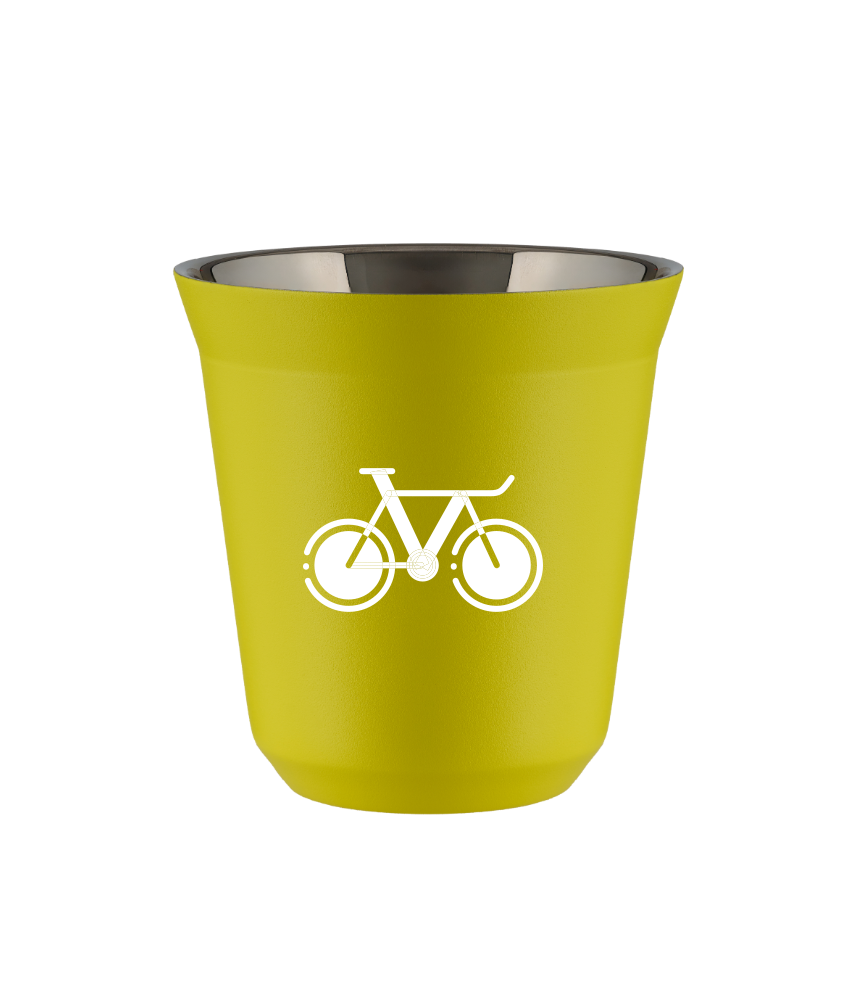 Tasse 80 ml JAUNE "Vélo 1 (blanc)"