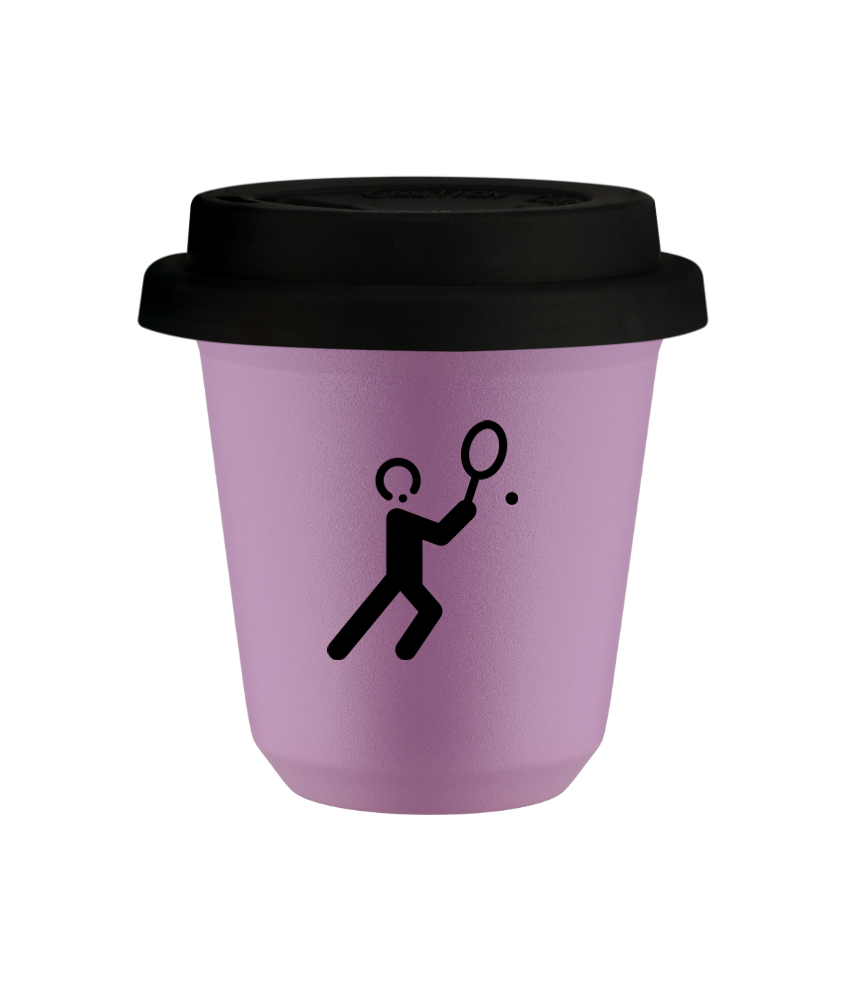 Tasse 80 ml LILAS "Tennis 1", avec couvercle noir