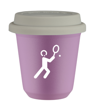 Tasse 80 ml LILAS "Tennis 1 (blanc)", avec couvercle blanc Tasse 80 ml LILAS "Tennis 1 (blanc)", avec couvercle blanc