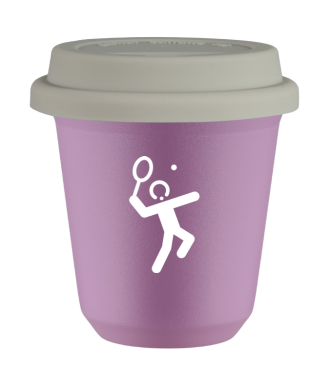 Tasse 80 ml LILAS "Tennis 2 (blanc)", avec couvercle blanc Tasse 80 ml LILAS "Tennis 2 (blanc)", avec couvercle blanc