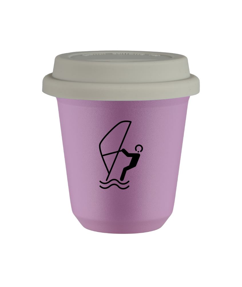 Tasse 80 ml LILAS "Sports nautiques (noir)", avec couvercle blanc