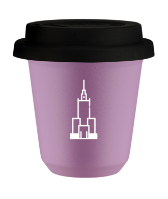 Tasse 80 ml LILAS "Pałac kultury i nauki (blanc)", avec couvercle noir Tasse 80 ml LILAS "Pałac kultury i nauki (blanc)", avec couvercle noir