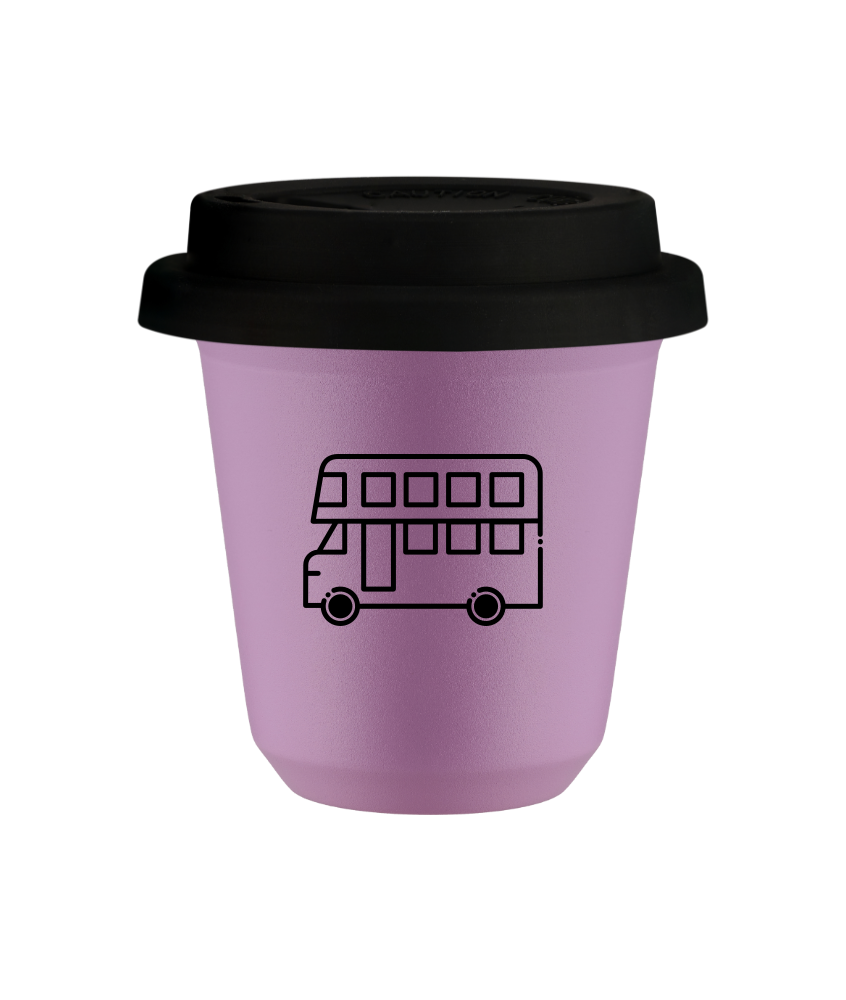 Tasse 80 ml LILAS "Bus", avec couvercle noir