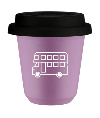 Tasse 80 ml LILAS "Bus (blanc)", avec couvercle noir Tasse 80 ml LILAS "Bus (blanc)", avec couvercle noir