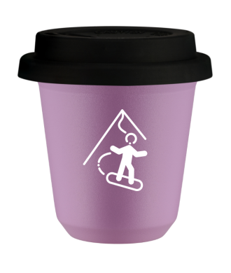 Tasse 80 ml LILAS "Snowboard (blanc)", avec couvercle noir Tasse 80 ml LILAS "Snowboard (blanc)", avec couvercle noir