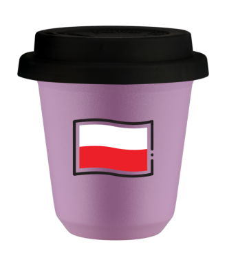 Tasse 80 ml LILAS "Drapeau polonais (noir)", avec couvercle noir Tasse 80 ml LILAS "Drapeau polonais (noir)", avec couvercle noir