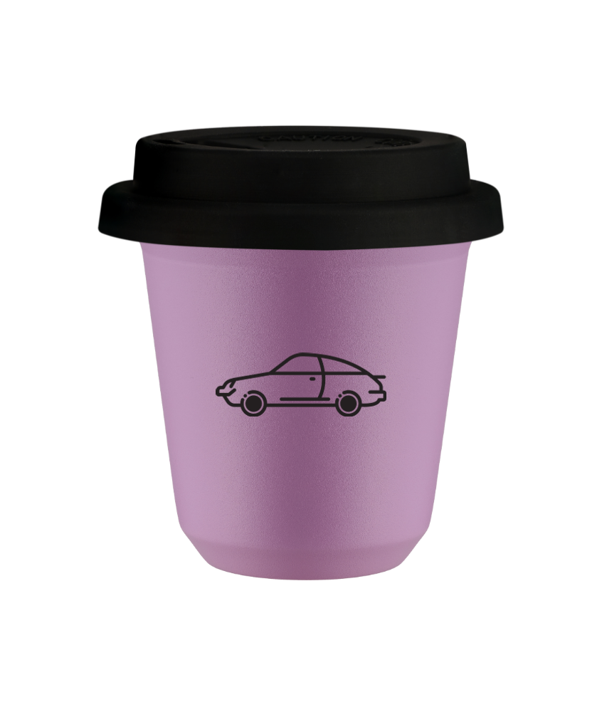 Tasse 80 ml LILAS "Voiture (noir)", avec couvercle noir
