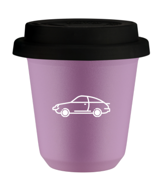 Tasse 80 ml LILAS "Voiture (blanc)", avec couvercle noir Tasse 80 ml LILAS "Voiture (blanc)", avec couvercle noir