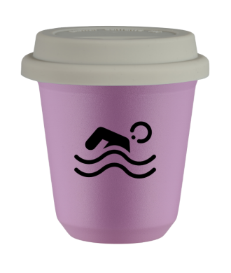 Tasse 80 ml LILAS "Natation", avec couvercle blanc Tasse 80 ml LILAS "Natation", avec couvercle blanc