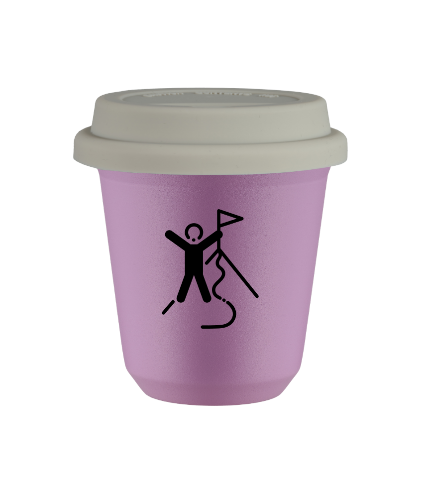 Tasse 80 ml LILAS "Escalade 1 (noir)", avec couvercle blanc
