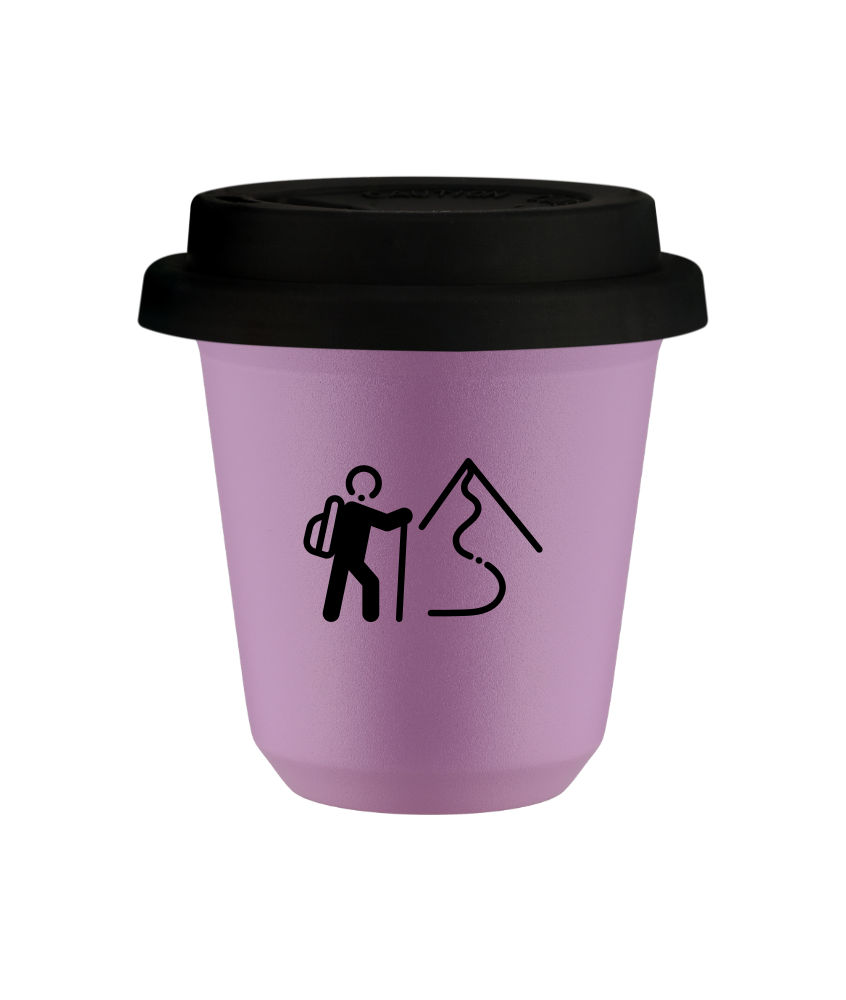 Tasse 80 ml LILAS "Escalade 2 (noir)", avec couvercle noir