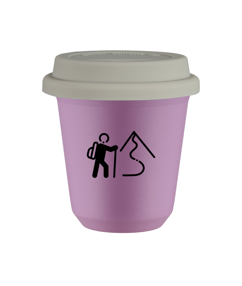 Tasse 80 ml LILAS "Escalade 2 (noir)", avec couvercle blanc