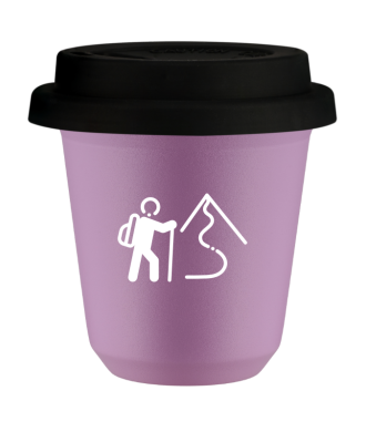 Tasse 80 ml LILAS "Escalade 2 (blanc)", avec couvercle noir Tasse 80 ml LILAS "Escalade 2 (blanc)", avec couvercle noir