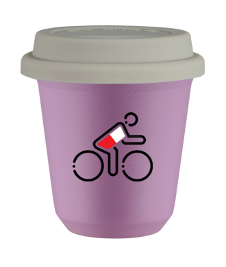 Tasse 80 ml LILAS "Cycliste aux couleurs polonaises", avec couvercle blanc Tasse 80 ml LILAS "Cycliste aux couleurs polonaises", avec couvercle blanc