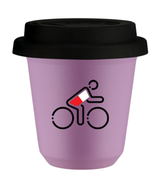Tasse 80 ml LILAS "Cycliste aux couleurs polonaises (noir)", avec couvercle noir Tasse 80 ml LILAS "Cycliste aux couleurs polonaises (noir)", avec couvercle noir
