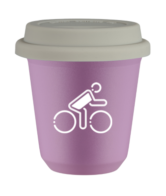 Tasse 80 ml LILAS "Cycliste aux couleurs polonaises (blanc)", avec couvercle blanc Tasse 80 ml LILAS "Cycliste aux couleurs polonaises (blanc)", avec couvercle blanc