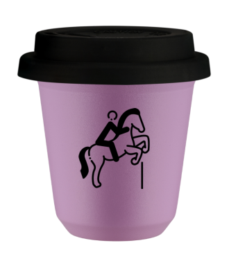 Tasse 80 ml LILAS "Équitation 1", avec couvercle noir Tasse 80 ml LILAS "Équitation 1", avec couvercle noir