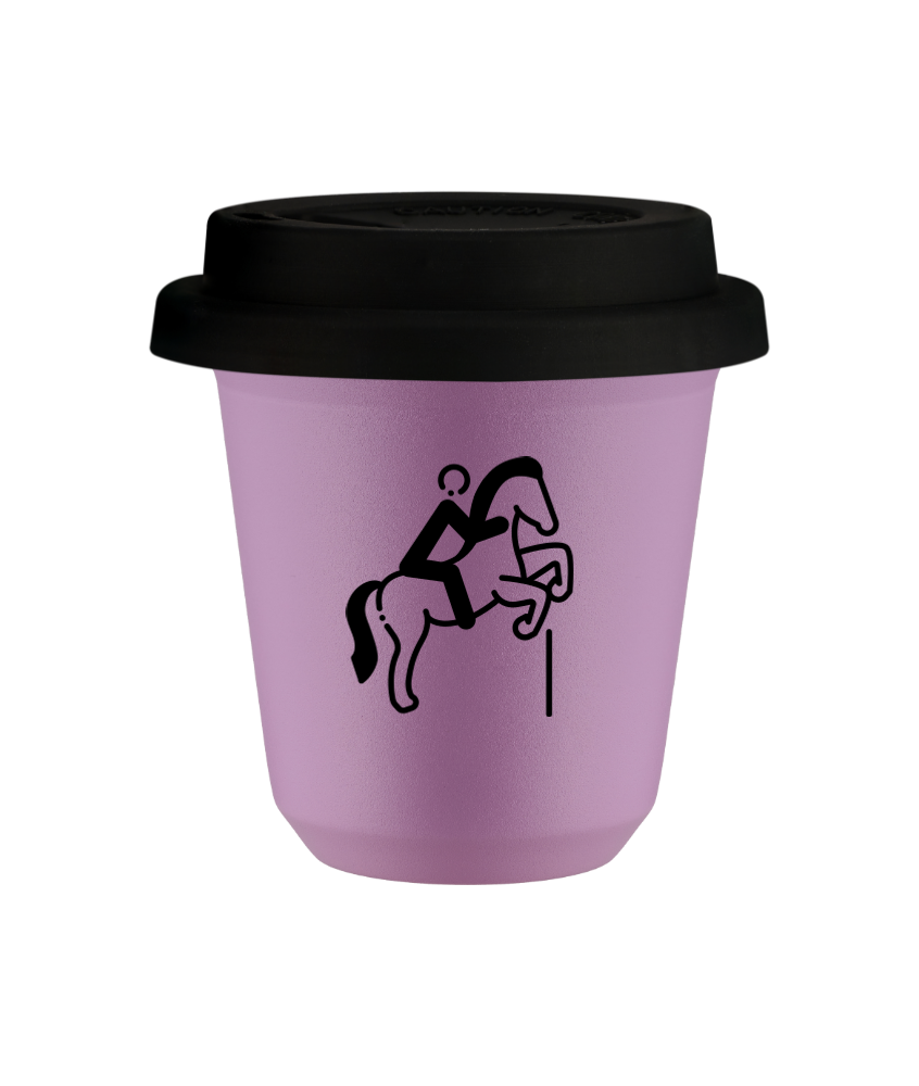 Tasse 80 ml LILAS "Équitation 1", avec couvercle noir