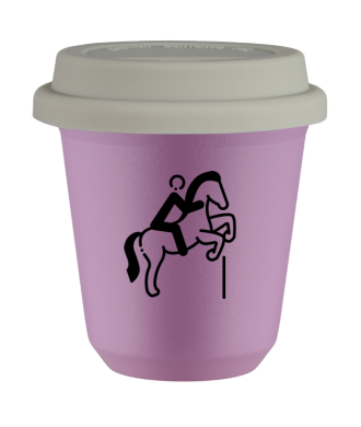 Tasse 80 ml LILAS "Équitation 1 (noir)", avec couvercle blanc Tasse 80 ml LILAS "Équitation 1 (noir)", avec couvercle blanc