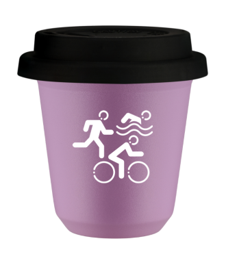 Tasse 80 ml LILAS "Sports (blanc)", avec couvercle noir Tasse 80 ml LILAS "Sports (blanc)", avec couvercle noir