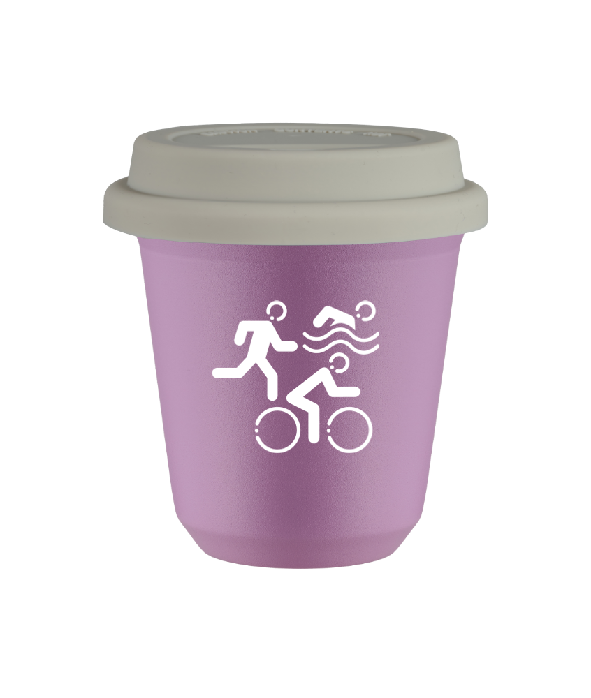 Tasse 80 ml LILAS "Sports (blanc)", avec couvercle blanc