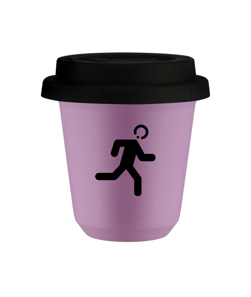 Tasse 80 ml LILAS "Coureur (noir)", avec couvercle noir