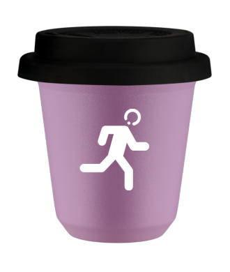 Tasse 80 ml LILAS "Coureur (blanc)", avec couvercle noir Tasse 80 ml LILAS "Coureur (blanc)", avec couvercle noir
