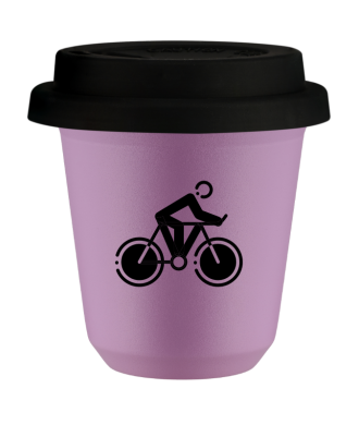 Tasse 80 ml LILAS "Cyclisme 2", avec couvercle noir Tasse 80 ml LILAS "Cyclisme 2", avec couvercle noir