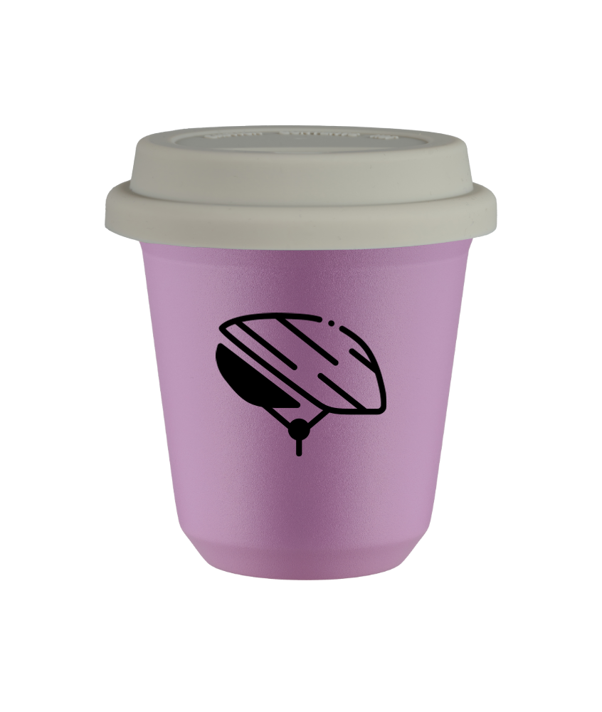 Tasse 80 ml LILAS "Casque", avec couvercle blanc