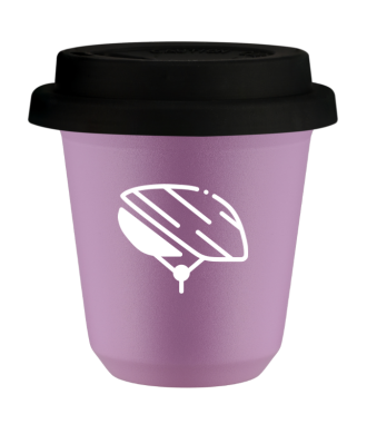 Tasse 80 ml LILAS "Casque (blanc)", avec couvercle noir Tasse 80 ml LILAS "Casque (blanc)", avec couvercle noir